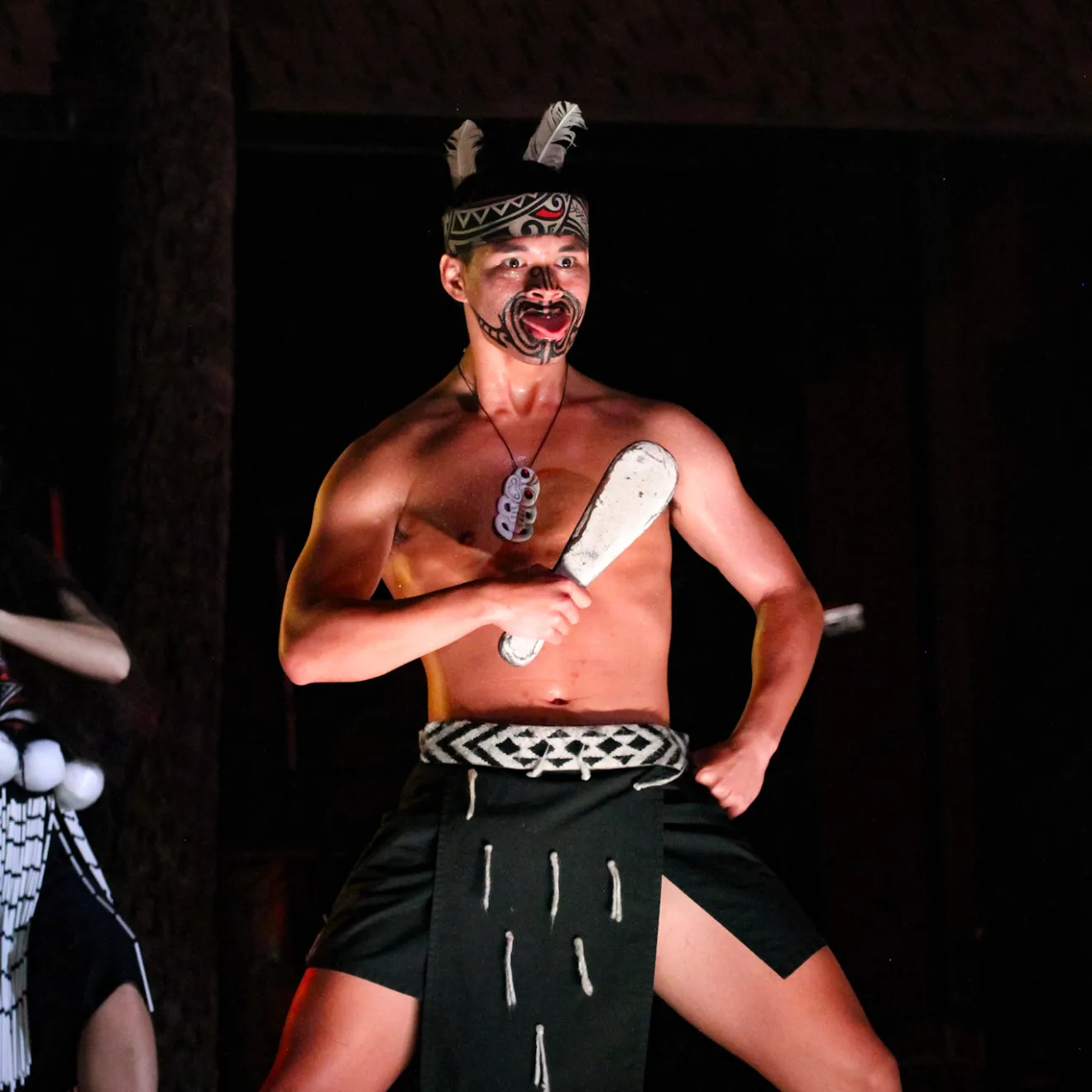 a person standing in a dark room